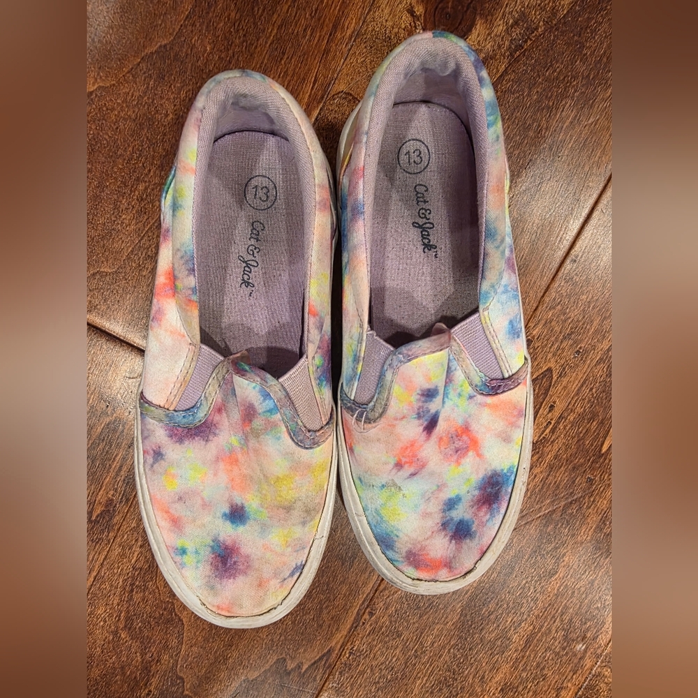 Cat & Jack Kids Tie-Dye Slip-On Shoes Sz 13